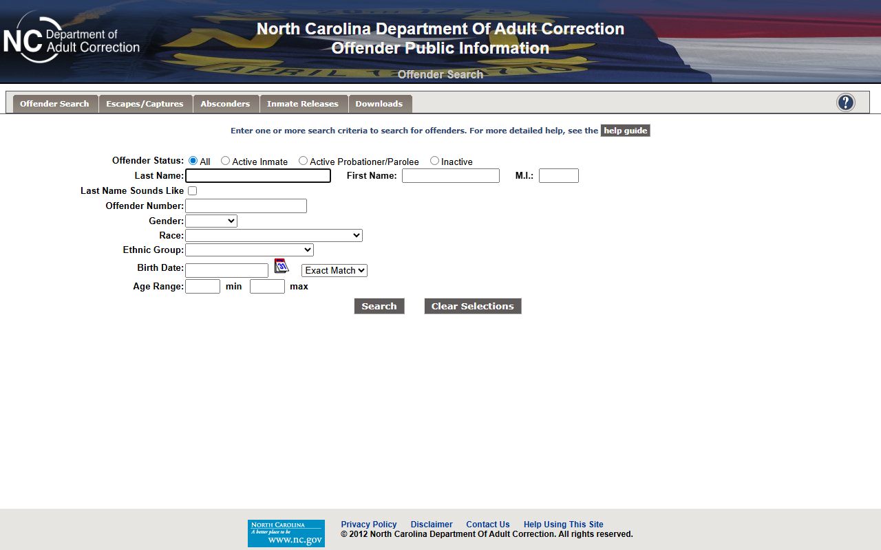 North Carolina NCDAC offender search for Graham County sentenced inmates